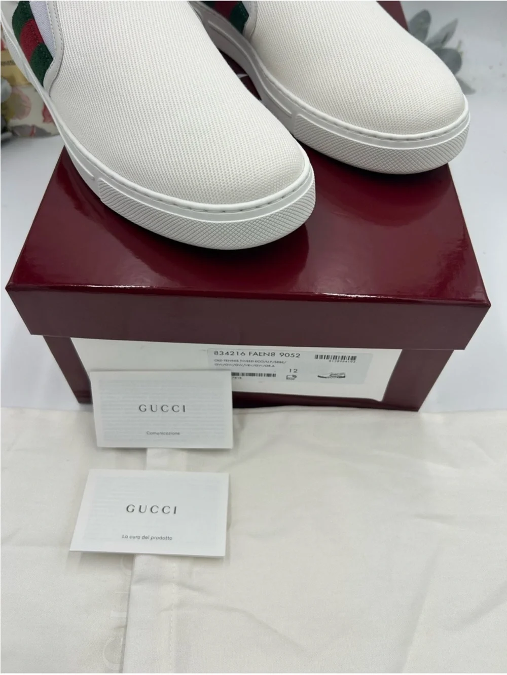 Men’s Gucci ace slip on sneakers size 12 fits 12.5 US made in Italy